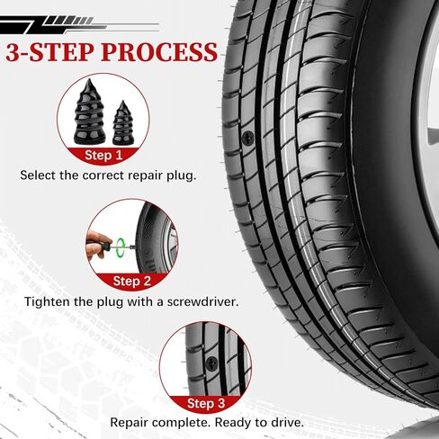 JAMIEWIN 60 PCS Tire Repair Screws Kit, Vacuum Self Sealing Tire Plugs Screw Type Rubber Nail Kit, Screw in Tire Plugs Heavy Duty for Car, Tractor, Motorcycle, Truck, SUV Tire Puncture Repair in Saudi Arabia