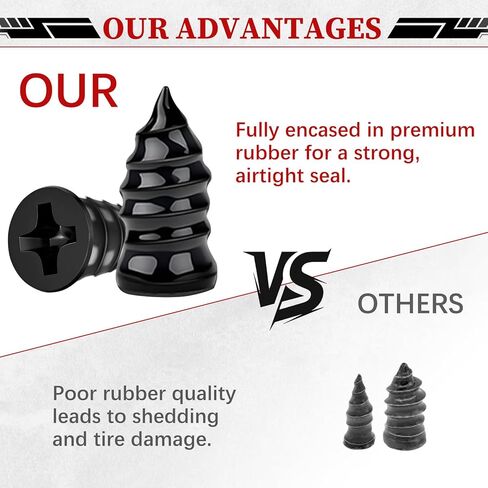JAMIEWIN 60 PCS Tire Repair Screws Kit, Vacuum Self Sealing Tire Plugs Screw Type Rubber Nail Kit, Screw in Tire Plugs Heavy Duty for Car, Tractor, Motorcycle, Truck, SUV Tire Puncture Repair in Saudi Arabia