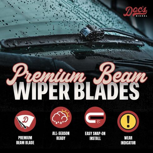 Doc's Diesel Premium Beam Wiper Blades Front 24" + 18" DDW24+DDW18 | Compatible with Nissan Titan XD 5.0L Cummins 2016-2019 | Replaces 5079280-2, 5079275-1 in Kuwait