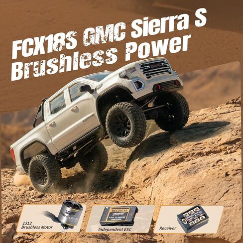 BEEZRC FMS 1/18 FCX18S Sierra S Brushless RC Crawler, Officially Authorized, RTR Off-Road 4x4 with LED Lights mini RC Truck, Two-Speed Switch, Remote Control Car for Adults in Saudi Arabia
