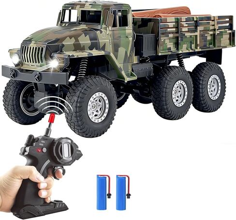 Camouflage RC Military Truck for Kids - 1:16 4WD Remote Control Car, All Terrain Rock Crawler Army Military Vehicle Toy, Off-Road Transport Monster Trucks, Birthday for Boys in Saudi Arabia