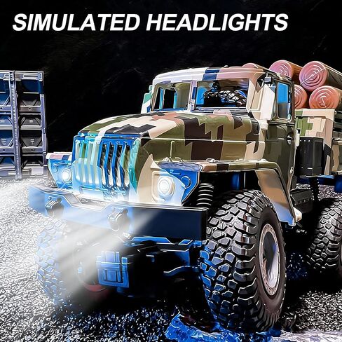 Camouflage RC Military Truck for Kids - 1:16 4WD Remote Control Car, All Terrain Rock Crawler Army Military Vehicle Toy, Off-Road Transport Monster Trucks, Birthday for Boys in Saudi Arabia