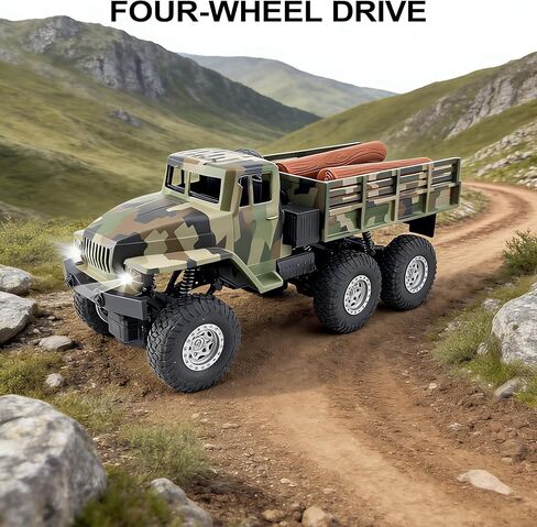 Camouflage RC Military Truck for Kids - 1:16 4WD Remote Control Car, All Terrain Rock Crawler Army Military Vehicle Toy, Off-Road Transport Monster Trucks, Birthday for Boys in Saudi Arabia