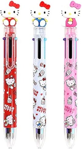 Hello Kitty 0.7mm 6-Color Multicolor Ballpoint Pen w/Hello Kitty Figure 1PC (Set of 3) in Saudi Arabia