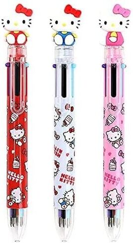 Hello Kitty 0.7mm 6-Color Multicolor Ballpoint Pen w/Hello Kitty Figure 1PC (Set of 3) in Saudi Arabia
