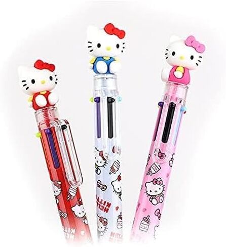 Hello Kitty 0.7mm 6-Color Multicolor Ballpoint Pen w/Hello Kitty Figure 1PC (Set of 3) in Saudi Arabia