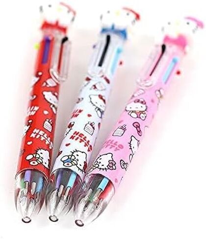 Hello Kitty 0.7mm 6-Color Multicolor Ballpoint Pen w/Hello Kitty Figure 1PC (Set of 3) in Saudi Arabia