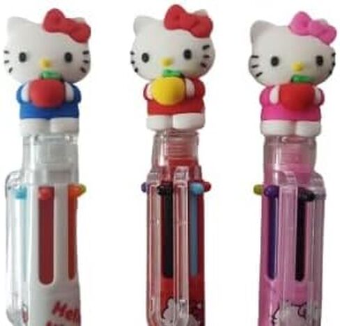 Hello Kitty 0.7mm 6-Color Multicolor Ballpoint Pen w/Hello Kitty Figure 1PC (Set of 3) in Saudi Arabia