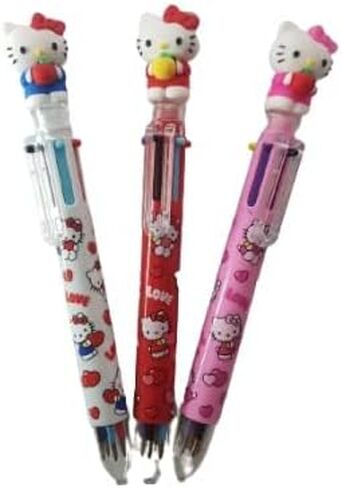 Hello Kitty 0.7mm 6-Color Multicolor Ballpoint Pen w/Hello Kitty Figure 1PC (Set of 3) in Saudi Arabia