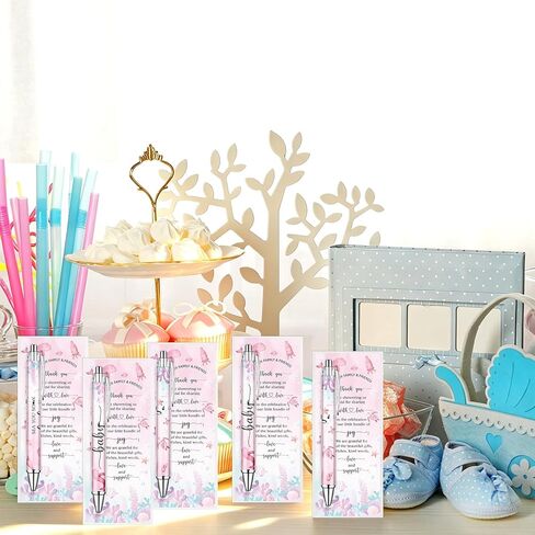 50 Sets Pink Sea You Soon Baby Shower Gifts Pens Bulk for Guests Ocean Theme Ballpoint Pens Thank You Cards Under the Sea Baby Shower Decorations for Gender Reveal Souvenir Prize in Saudi Arabia