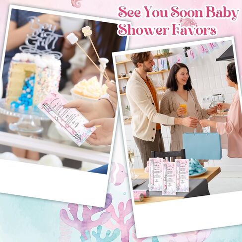 50 Sets Pink Sea You Soon Baby Shower Gifts Pens Bulk for Guests Ocean Theme Ballpoint Pens Thank You Cards Under the Sea Baby Shower Decorations for Gender Reveal Souvenir Prize in Saudi Arabia