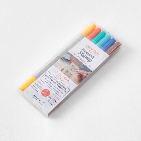 Midori 38084006 Color Pen, Paintable Stamp, Color Pen, 6 Pieces, Happy in Kuwait