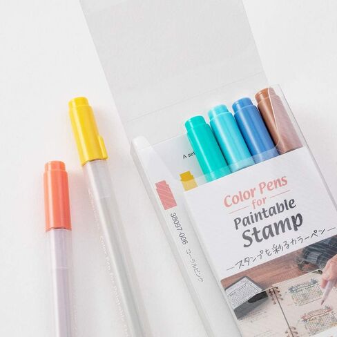 Midori 38084006 Color Pen, Paintable Stamp, Color Pen, 6 Pieces, Happy in Kuwait