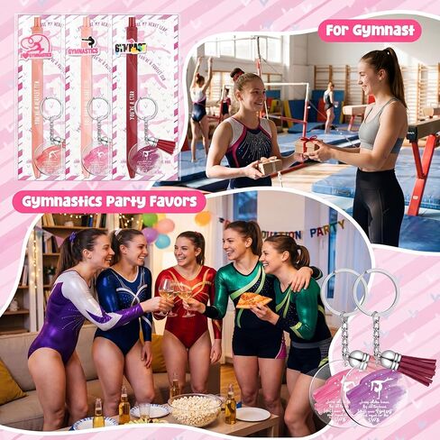Tenceur 20 Set Gymnastics Party Favors Bulk Gymnastic Keychains with Black Ink Retractable Ballpoint Pens Inspirational Bookmarks Gymnastics Gifts for Gymnast Lover Team Birthday Goodie Bag Supplies in Kuwait