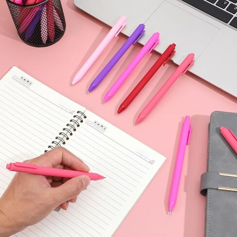 100 Pcs Bulk Pens, 1.0mm Medium Point Black Ink Retractable Ballpoint Pens in Assorted Colors (Red, Pink, Purple, Peach, Rose) for Office, School, Employee Appreciation, Party Favors, Gifts in Saudi Arabia