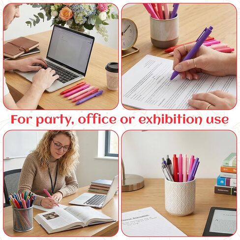 100 Pcs Bulk Pens, 1.0mm Medium Point Black Ink Retractable Ballpoint Pens in Assorted Colors (Red, Pink, Purple, Peach, Rose) for Office, School, Employee Appreciation, Party Favors, Gifts in Saudi Arabia