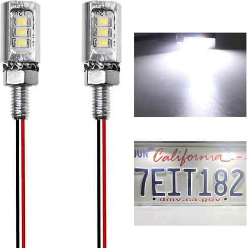 2 PCS LED License Plate Light, 12V 2835 Chips Car Tag LED Bulb with Aluminum Light Holder, Waterproof/Rainproof IP68 License Plate Screw Bolt Lamp for Car Motorcycle Truck (Black) in Saudi Arabia