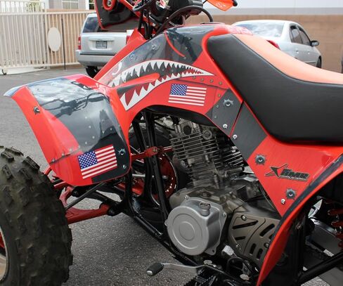 مجموعة رسومات AMR Racing ATV: ملصقات رباعية لسيارة Honda TRX 400EX (1999-2007)، تتميز بتصميم P40 Warhawk باللون الأسود، قم بتحويل رحلتك باستخدام ملصقات ATV الجديدة! in Kuwait