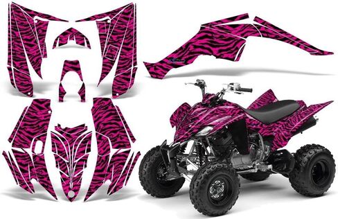 ملصق لاصق لمجموعة رسومات AMR Racing ATV متوافق مع Yamaha Raptor 350 2004-2014 - Zebra Girl Pink Black in Kuwait