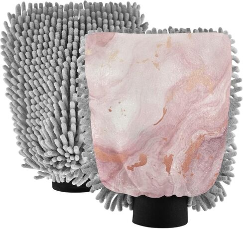 Pink Marble Ink Car Wash Mitt, 2PK Scratch Free Lint-Free for Car Washing and Detailing in Saudi Arabia