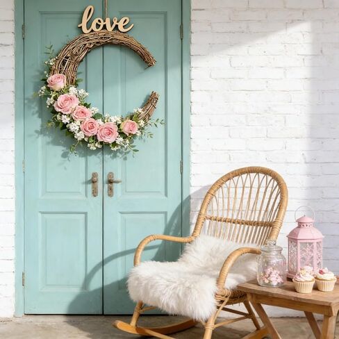 Didiseaon Grapevine Wreath Half Moon Vine Branch Wreath Rattan Wreath Garland Grapevine Roll Door Wreath Hoop for DIY Craft Easter Home Party Wedding Decor 30cm in Saudi Arabia