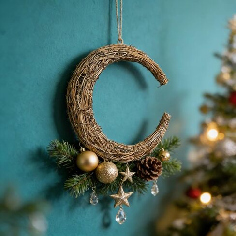 Didiseaon Grapevine Wreath Half Moon Vine Branch Wreath Rattan Wreath Garland Grapevine Roll Door Wreath Hoop for DIY Craft Easter Home Party Wedding Decor 30cm in Saudi Arabia