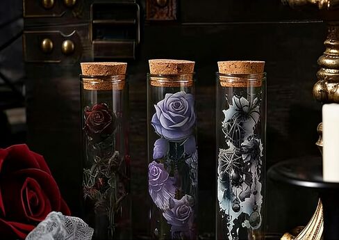 Midnight Rose Themed Pre-Cut Gothic Stickers,4 Rolls PET Washi Tape Set, PET Tape Stickers for Journaling Kit,DIY Crafts,Gift Wrapping,Scrapbooking Supplies,Planners,Party Decorations in Saudi Arabia