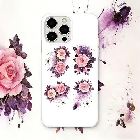 Midnight Rose Themed Pre-Cut Gothic Stickers,4 Rolls PET Washi Tape Set, PET Tape Stickers for Journaling Kit,DIY Crafts,Gift Wrapping,Scrapbooking Supplies,Planners,Party Decorations in Saudi Arabia