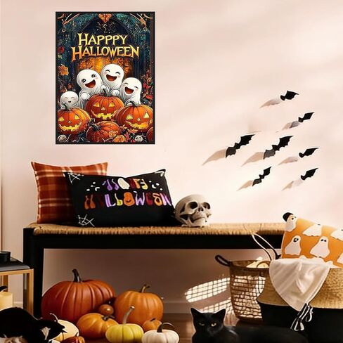 مجموعات الفن الماسي Lophomie للبالغين، لوحة ألماسية 5D DIY Happy Halloween للبالغين المبتدئين، مجموعات النقاط الماسية، الحرف الفنية للأحجار الكريمة لديكور الحائط المنزلي 12 × 16 بوصة (الشبح والقرع) in Kuwait