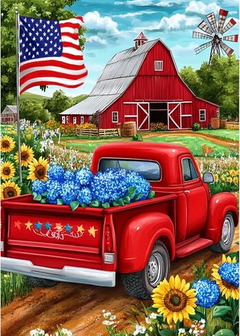 GHHKUD Red Truck Diamond Art Kits for Adults - DIY Full Drill 5D Patriotic Diamond Painting Kits - Adults Diamond Art on Canvas 30x40cm in Saudi Arabia