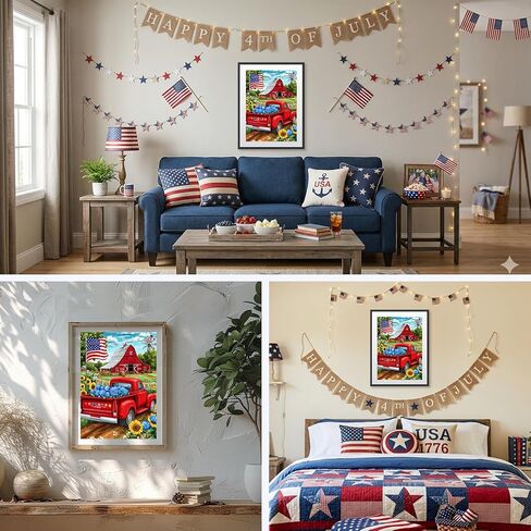 GHHKUD Red Truck Diamond Art Kits for Adults - DIY Full Drill 5D Patriotic Diamond Painting Kits - Adults Diamond Art on Canvas 30x40cm in Saudi Arabia