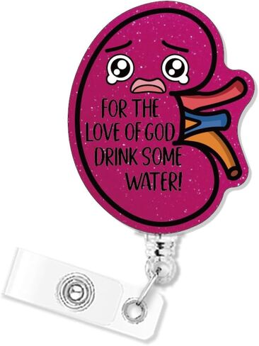 for The Love of God Please Drink Some Water Badge Reels Retractable Glitter with Clip, Funny Urology Badge Holder for Urologist Nephrology Nurse Doctor Dialysis Technician Night Shift Nurse in Saudi Arabia