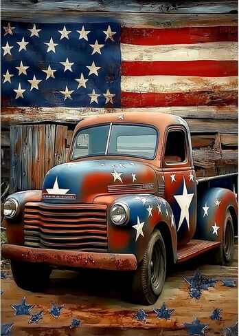 GHHKUD Red Truck Diamond Art Kits for Adults - DIY Full Drill 5D Patriotic Diamond Painting Kits - Adults Diamond Art on Canvas 30x40cm in Saudi Arabia