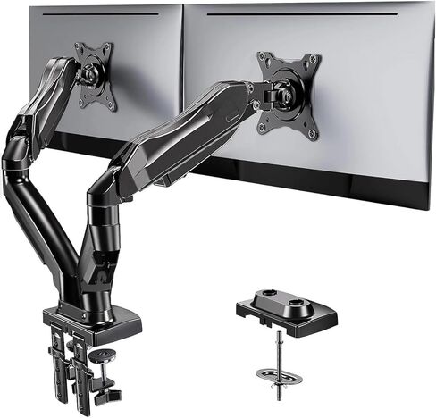 Dual Monitor Stand - Fully Adjustable Desk Mount Swivel 孔距 with C-Clamp, Grommet Mounting Base in Saudi Arabia