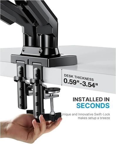 Dual Monitor Stand - Fully Adjustable Desk Mount Swivel 孔距 with C-Clamp, Grommet Mounting Base in Saudi Arabia