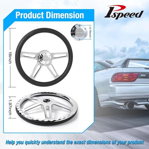 18 inch Truck Steering Wheel 5-Bolt 4-Spoke Design Chrome-Plated Aluminum Alloy,Deep Dish 50mm,Fit for Kenworth, for Peterbilt, for Volvo Semi Trucks,for Freightliner 18 in steering wheel in Saudi Arabia