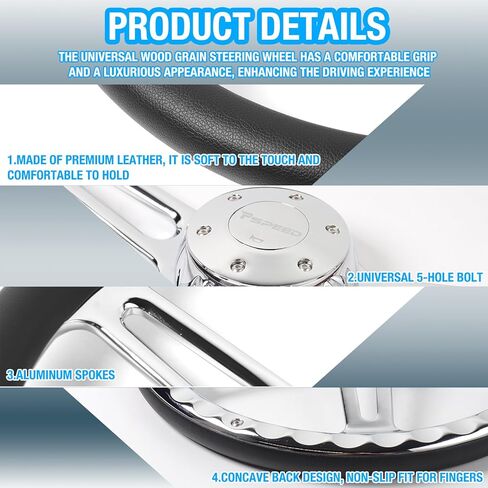 18 inch Truck Steering Wheel 5-Bolt 4-Spoke Design Chrome-Plated Aluminum Alloy,Deep Dish 50mm,Fit for Kenworth, for Peterbilt, for Volvo Semi Trucks,for Freightliner 18 in steering wheel in Saudi Arabia