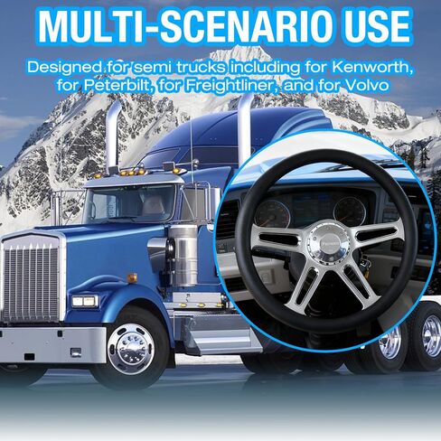 18 inch Truck Steering Wheel 5-Bolt 4-Spoke Design Chrome-Plated Aluminum Alloy,Deep Dish 50mm,Fit for Kenworth, for Peterbilt, for Volvo Semi Trucks,for Freightliner 18 in steering wheel in Saudi Arabia