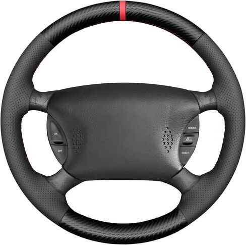 Carbon Fiber Custom Fit Steering Wheel Cover for Ford Mustang 1994 1995 1996 1997 1998 1999 2000 2001 2002 2003 2004 Hand Stitched OEM DIY Leather Interior Accessories in Saudi Arabia