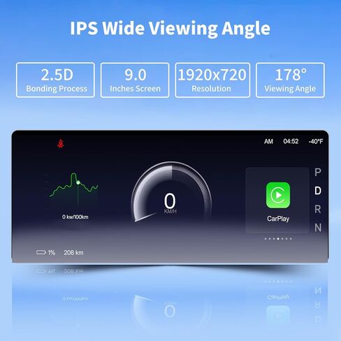 8.9" Head Up Display for Tesla Model Y Juniper/Model 3 Highland 2024 2025 with Wireless CarPlay/Android Auto, Sync Info, Front Camera, Blind Spot Alert, AC Vents, OTA Updates in Saudi Arabia