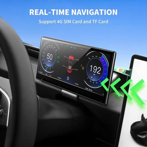 8.9" Head Up Display for Tesla Model Y Juniper/Model 3 Highland 2024 2025 with Wireless CarPlay/Android Auto, Sync Info, Front Camera, Blind Spot Alert, AC Vents, OTA Updates in Saudi Arabia