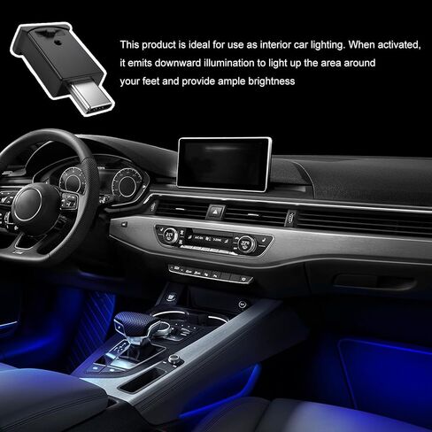 2 PCS USB Type C LED Car Ambient Light, 8 Colors RGB Vehicle Atmosphere Light with Adjustable Brightness, Mini USB Ambient Lamp Interior Decoration for Vehicle Home Office in Saudi Arabia