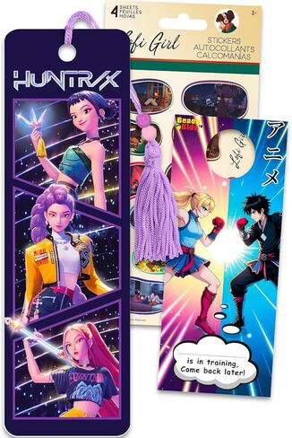 مجموعة الإشارات المرجعية Kpop Demon Hunters - حزمة مع إشارة مرجعية Huntrix تتميز بملصقات Rumi وMira وZoey Plus والمزيد | اللوازم المدرسية Kpop Demon Hunters للفتيات والأطفال والنساء in Kuwait