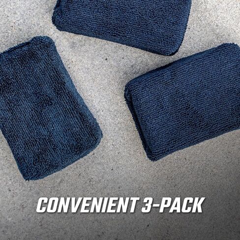 Slick Products Premium Microfiber Applicator Sponge – 3" x 5" Soft Lint-Free Detailing Pads for Wax, Sealant, Tire Dressing & Interior Cleaning, Double-Stitched Durable Design (3-Pack) in Saudi Arabia