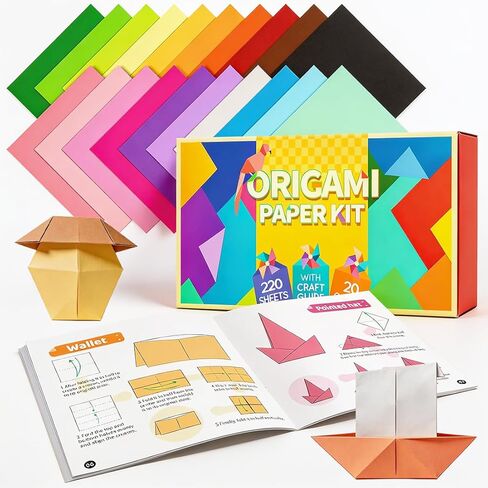 Tiehuoxia Origami Paper 6x6,220pcs Sheets Origami 20 Colors with Tutorial Manual, Folding Paper for Fun & Relaxation, DIY Art and Craft Projects in Saudi Arabia