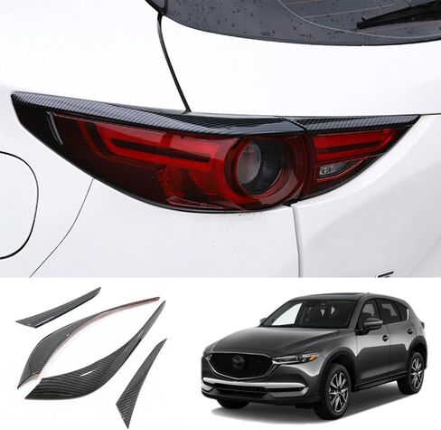 Car Accessories Exterior Rear Taillights Lamps Eyebrow Cover Trim Strip Compatible with Mazda CX-5 CX5 2021 2020 2019 2018 2017 (Carbon Fiber Style) 2PCS ABS in Saudi Arabia