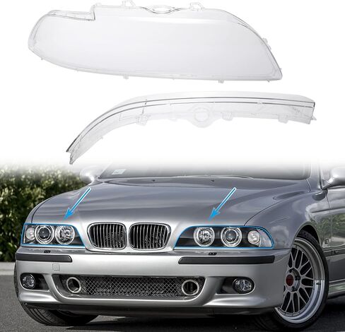 X AUTOHAUX 1 زوج الجانب الأيسر الأيمن سيارة الجبهة العلوي كشافات غطاء للعدسات PC قذيفة لسيارات BMW E39 تجميل 525i 528i 1996-2003 4 باب 63128375301 63128375302 in Kuwait