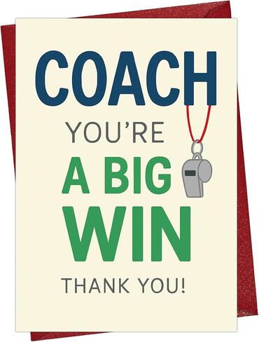 بطاقة شكر من Cheerin Coach مع ظرف - بطاقة تقدير للمدربين للبيسبول والكرة اللينة وكرة القدم والكرة الطائرة وكرة القدم - فكرة هدية للمرشد مقاس 5x7 بوصة in Kuwait