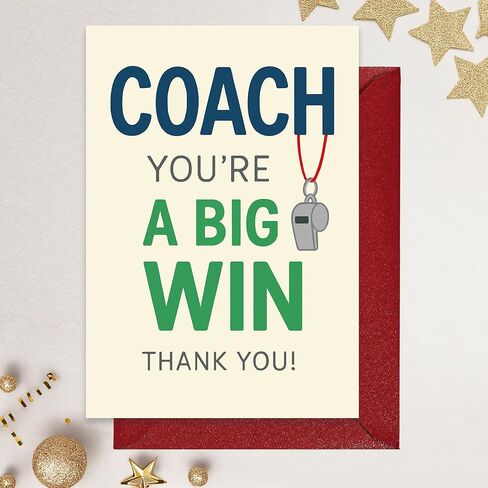 بطاقة شكر من Cheerin Coach مع ظرف - بطاقة تقدير للمدربين للبيسبول والكرة اللينة وكرة القدم والكرة الطائرة وكرة القدم - فكرة هدية للمرشد مقاس 5x7 بوصة in Kuwait