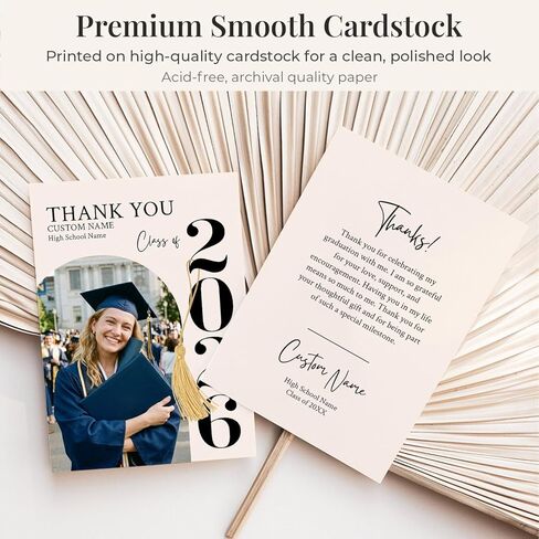 Personalized Graduation Thank You Cards with Photo, Class of 2026 Graduation Thank You Card, 5x7 Custom Thank You Cards with Envelopes in Kuwait